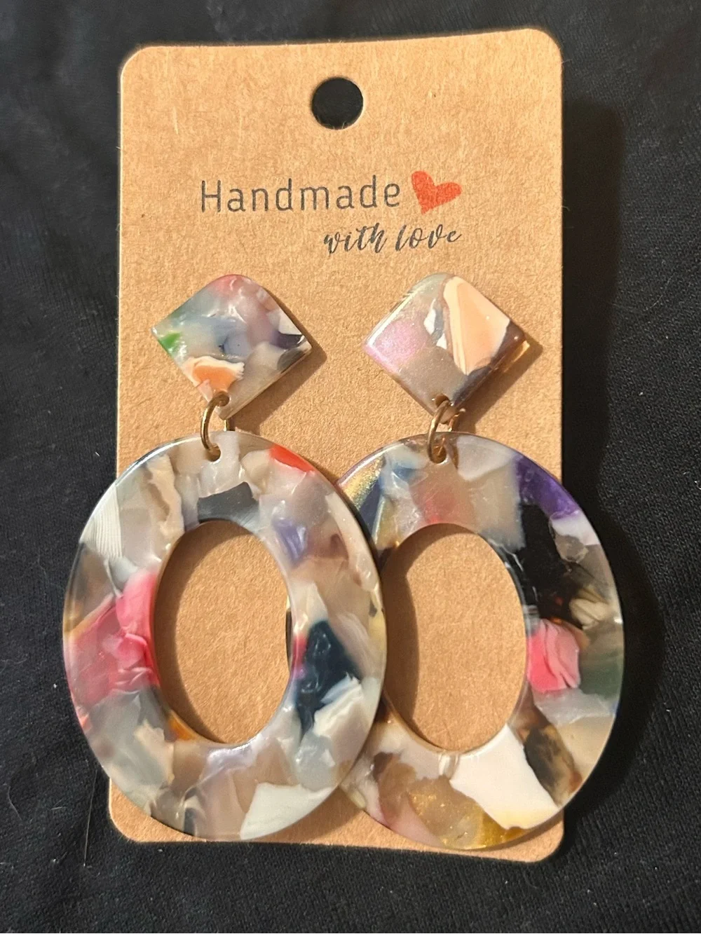 Handmade Multicolor Resin Oval Drop Earrings